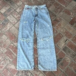 Tommy Hilfiger Wide Leg Jeans Distressed Size 6